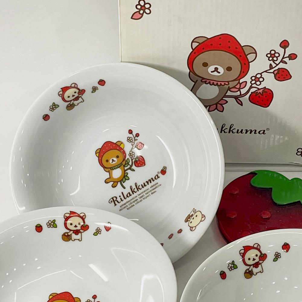 [RILAKKUMA] 리락쿠마 스트로베리 후르츠 볼 4p 그릇 세트