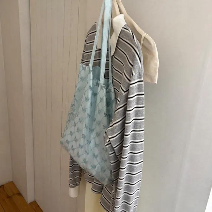 SATIN RIBBON BAG - PEARL BLUE