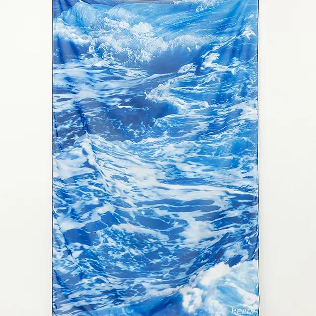 페피타 파도 쉬폰 포스터 바다 패브릭포스터 시폰 벽걸이 월데코 커튼 블루스트림