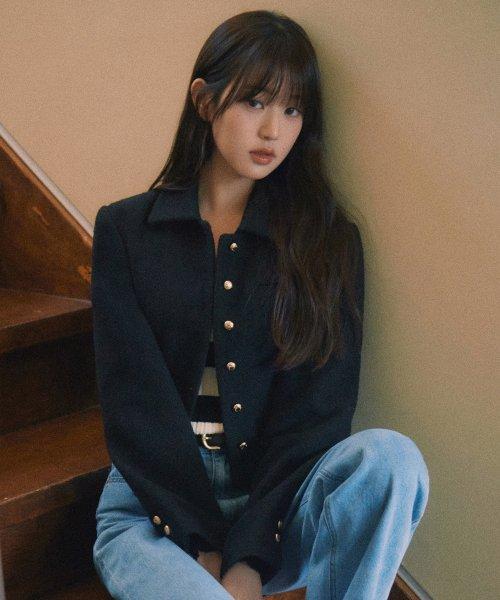 COLLAR TWEED JACKET BLACK