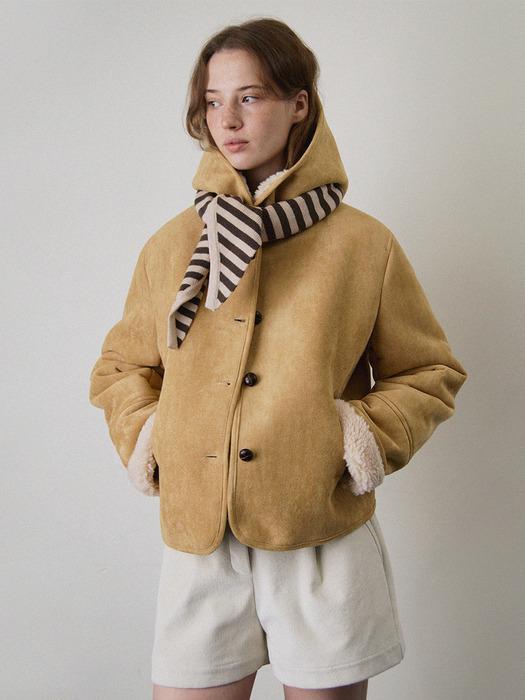 모코 숏 후드 무스탕_Beige