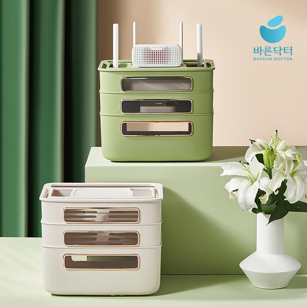 3단 셋톱박스 공유기 정리함 와이파이 정리 보관함