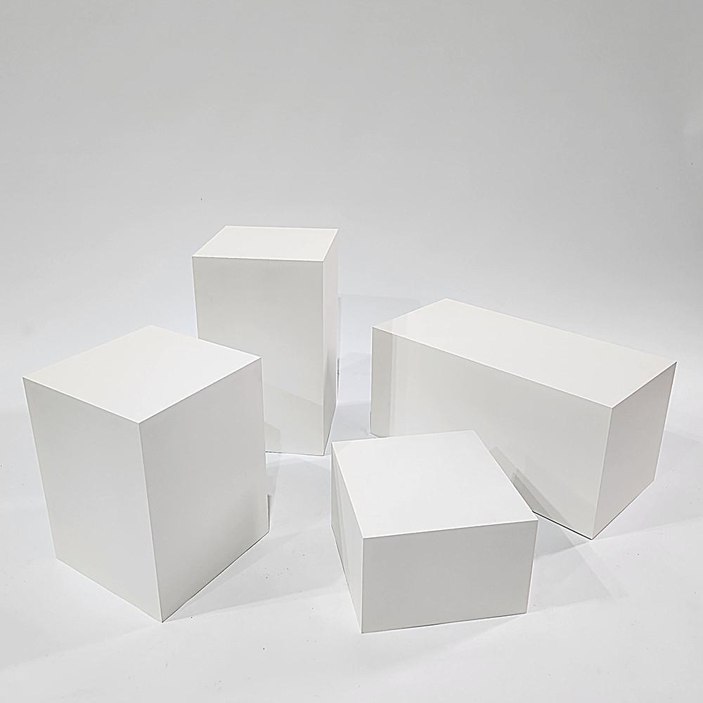 전시스툴 사각 스툴 의자 박스 화이트 색상