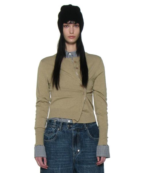 투웨이 어시메트릭 니트 가디건_베이지