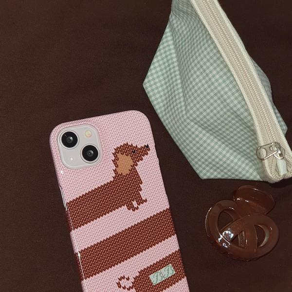 Long long Dachshund Knit Hard Case (Glossy)