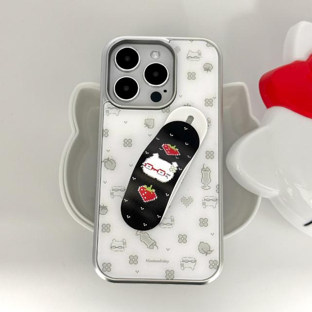 나인틴프라이데이 맥세이프 선택가능🐱 안경 도트냥 고양이 실버 에폭시 케이스 폰케이스 아이폰케이스 갤럭시케이스 핸드폰케이스 밴드 그립톡 스마트톡 아이폰 17 16 15 14 프로 갤럭시 S25