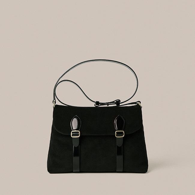[10/24 예약배송]SABINE SATCHEL BAG_SUEDE BLACK