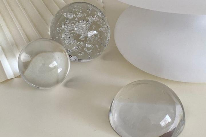 크리스탈 유리 구슬 볼 페이퍼웨이트 문진 오브제 촬영소품 감성소품 반구