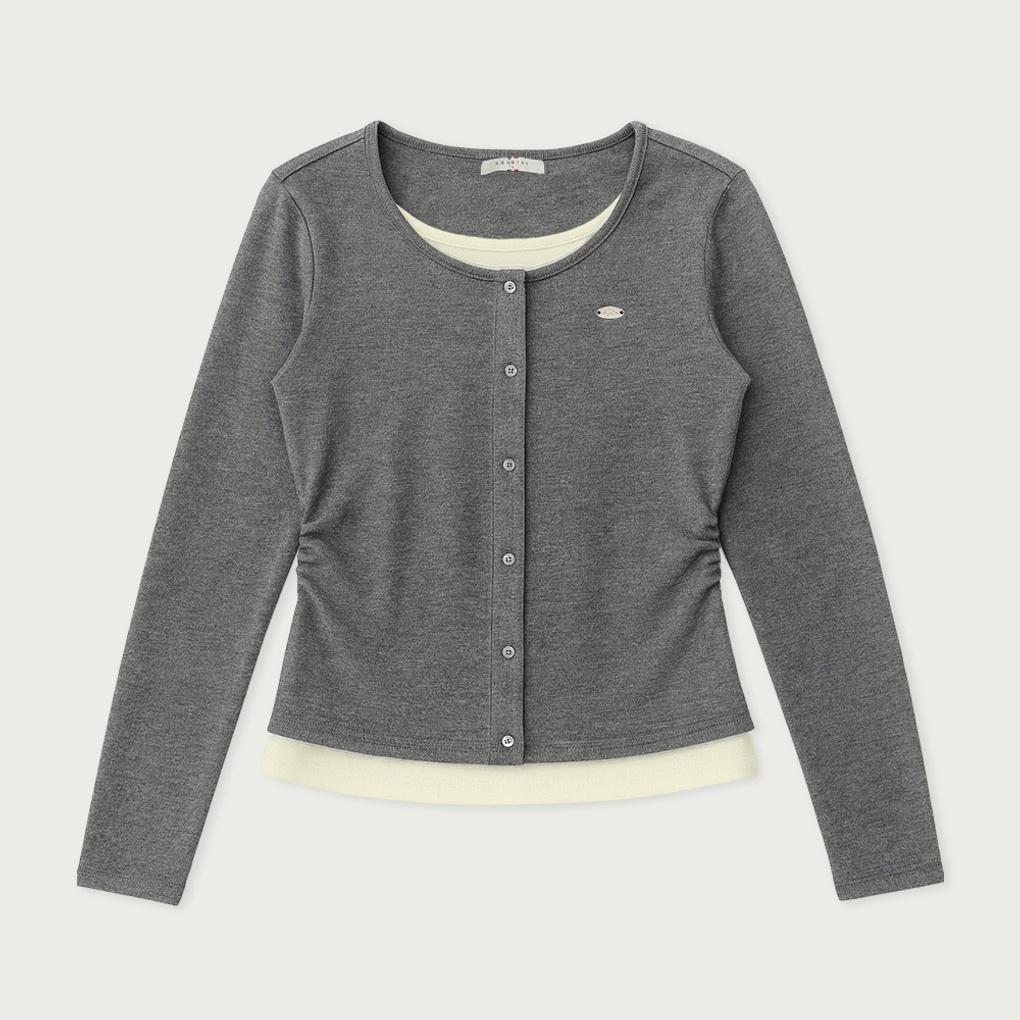 행텐 여성 웨일 레이어드 버튼 가디건_그레이 10540-131-826-12