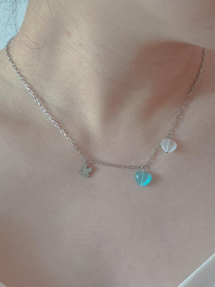 ocean fruit necklace / 썸머하츠 하트 글라스 여름 펜던트 체인 목걸이