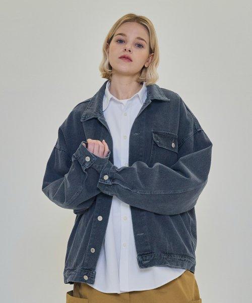 오버사이즈 트러커 데님 자켓 (그레이)