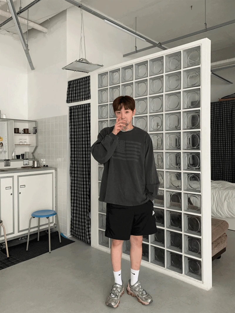 미들 피그먼트 USA 긴팔 티 (4color)