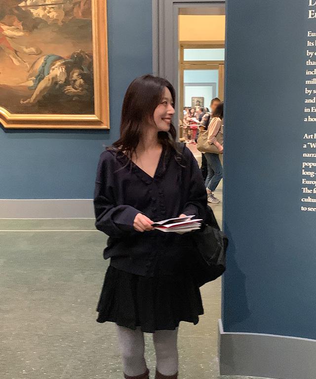 데일리쥬 [MADE] 주리아 프릴 오버핏 브이넥 가디건