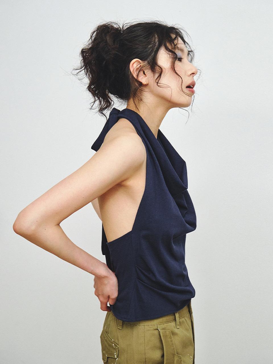 [PLZPROJECT]HALTER NECK SLEEVELESS, NAVY