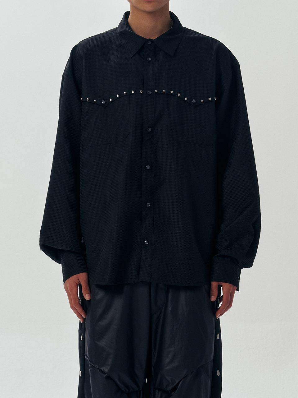 WESKEN - WESTERN RIVET DOBBY SHIRT (BLACK)