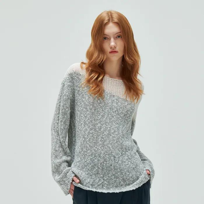 부클콤비 시스루 풀오버-아이보리