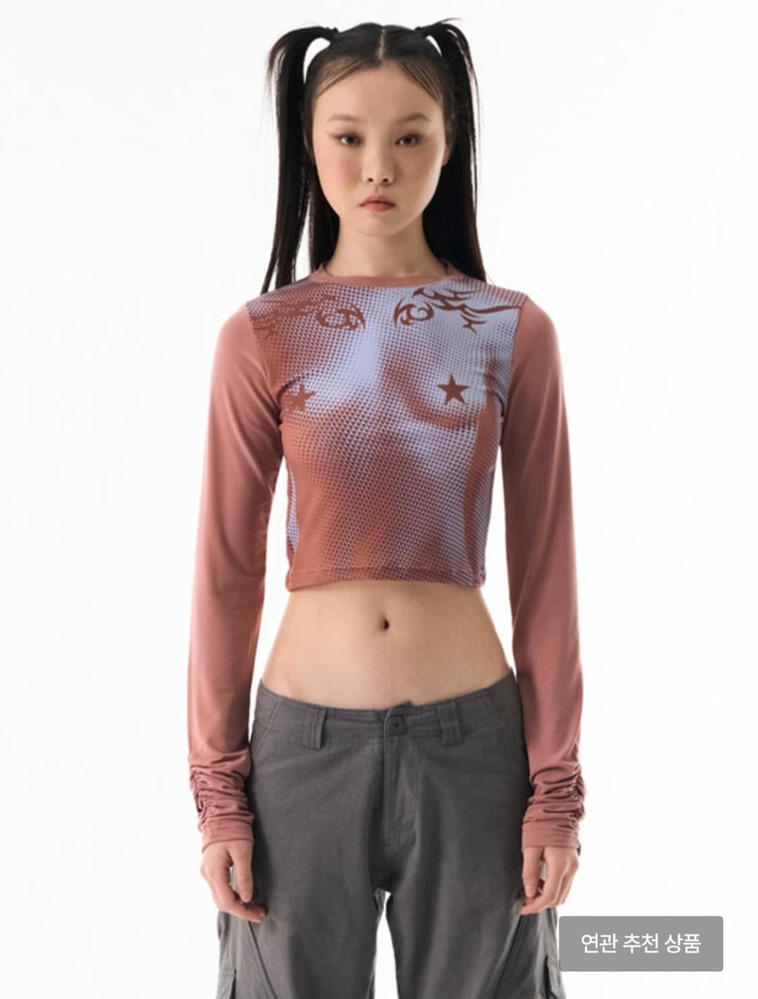 배디 Halftone 메쉬 셔링 크롭 탑_미착용 새상품 | 후루츠패밀리