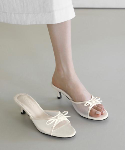 르네린 매쉬 리본 샌들 뮬 (5cm)