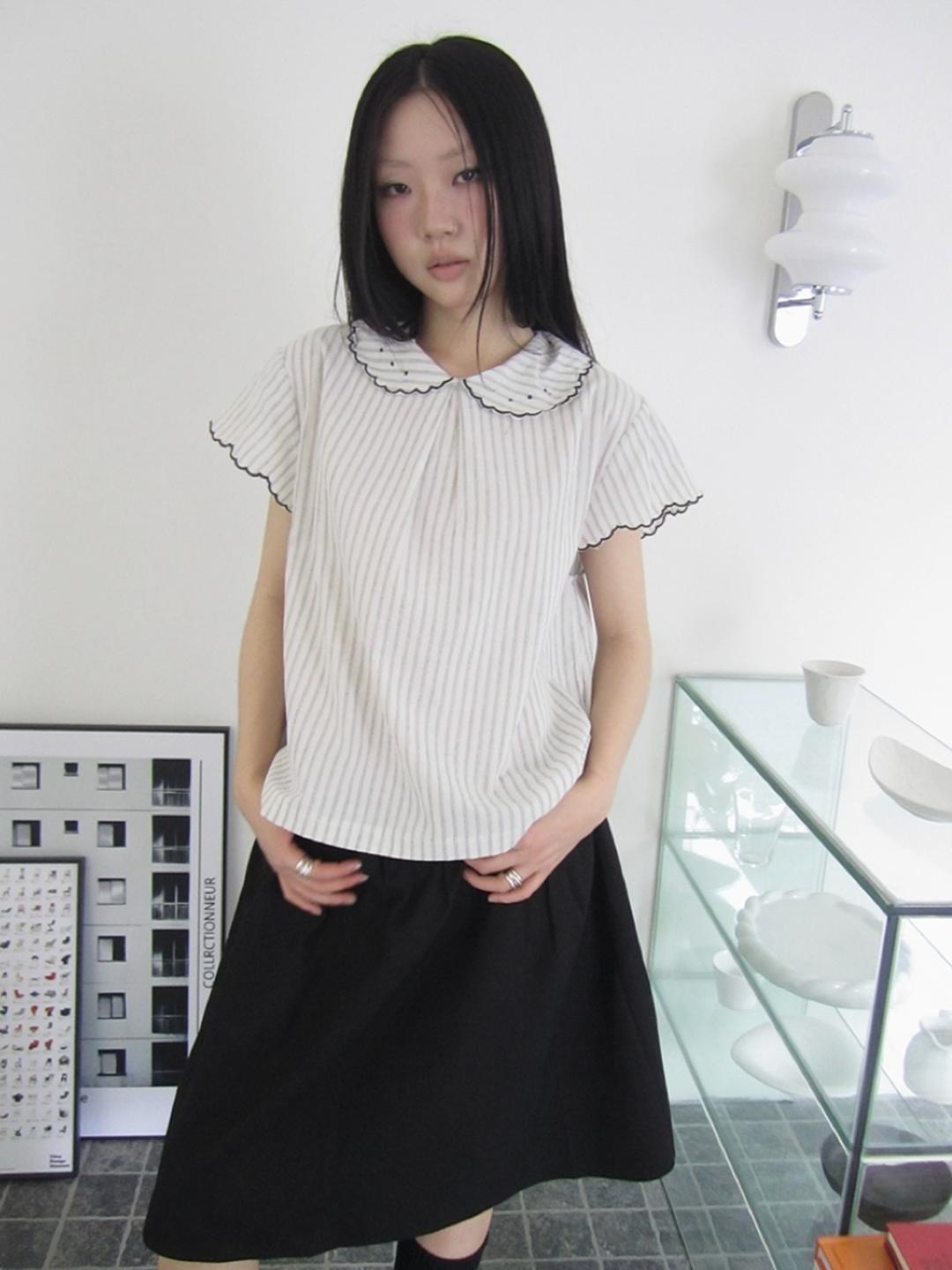 ang:project Jelly Collar Stripe Blouse