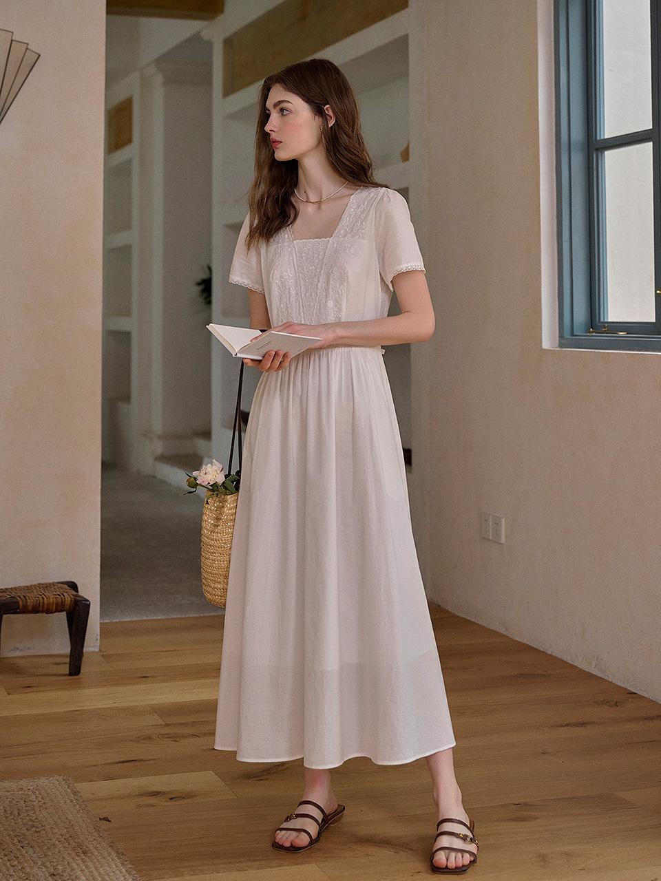 심플레트로 [8월21일 예약배송] SR_Industry embroidered cotton dress SR_Industry embroidered cotton dress
