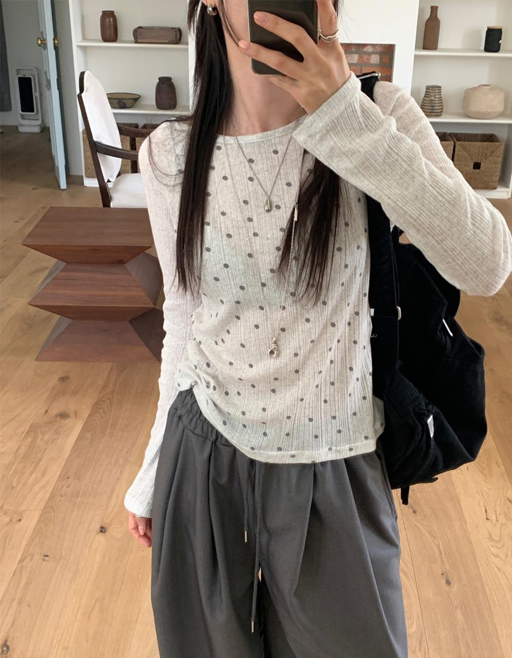 류코 도트 레글런 tee