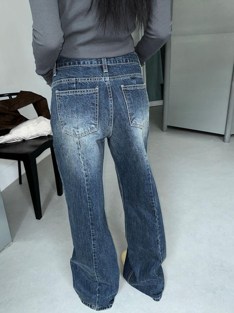 Back point denim wide pants