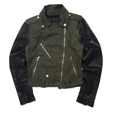 디젤 DIESEL W 바이커 크롭 램스킨 레더 자켓