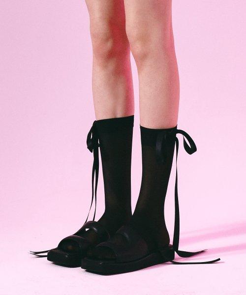 롱 리본 시스루 삭스 (Black)