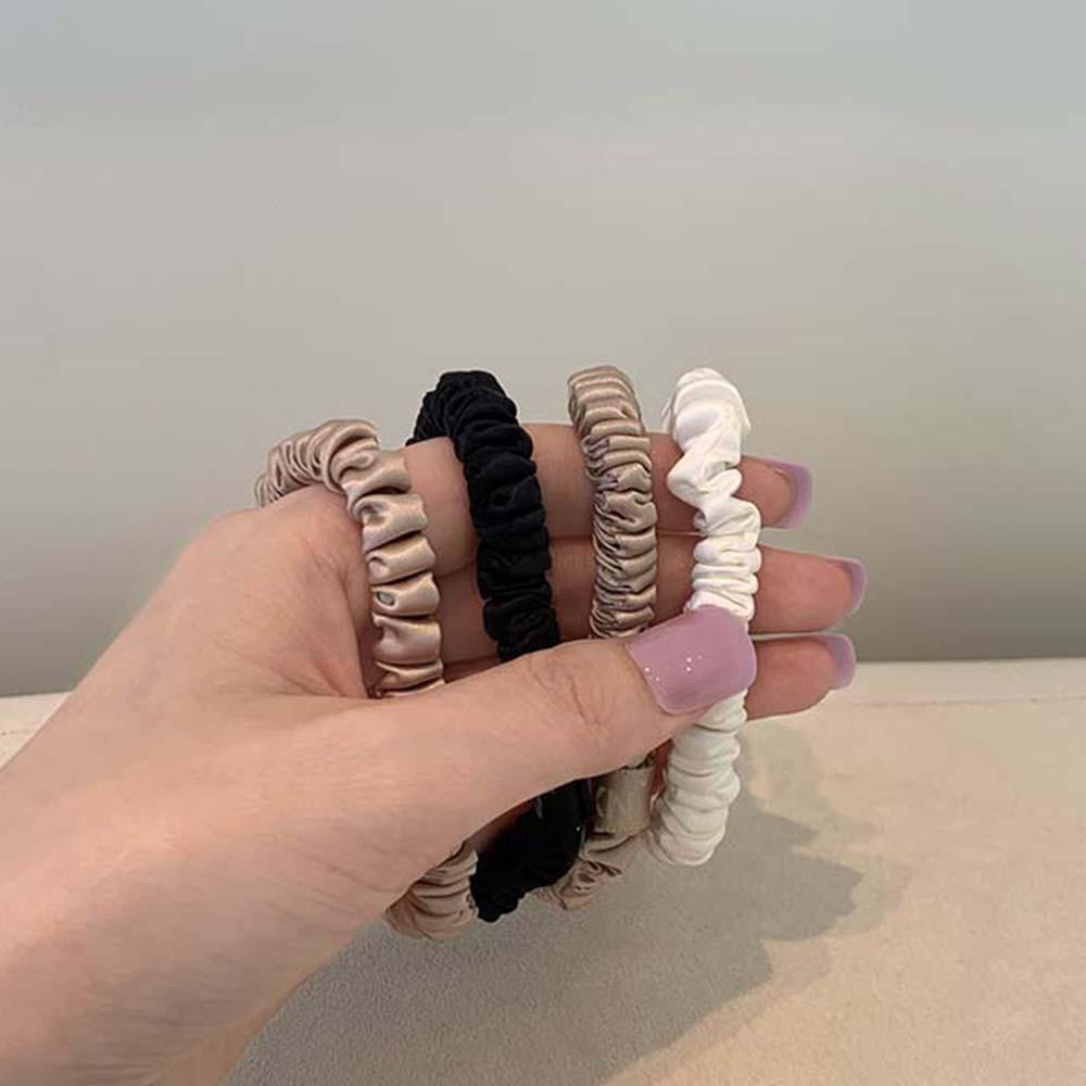 100% 천연 실크스크런치 스키니 얇은 곱창밴드 머리끈 제니 미니 실키스킨