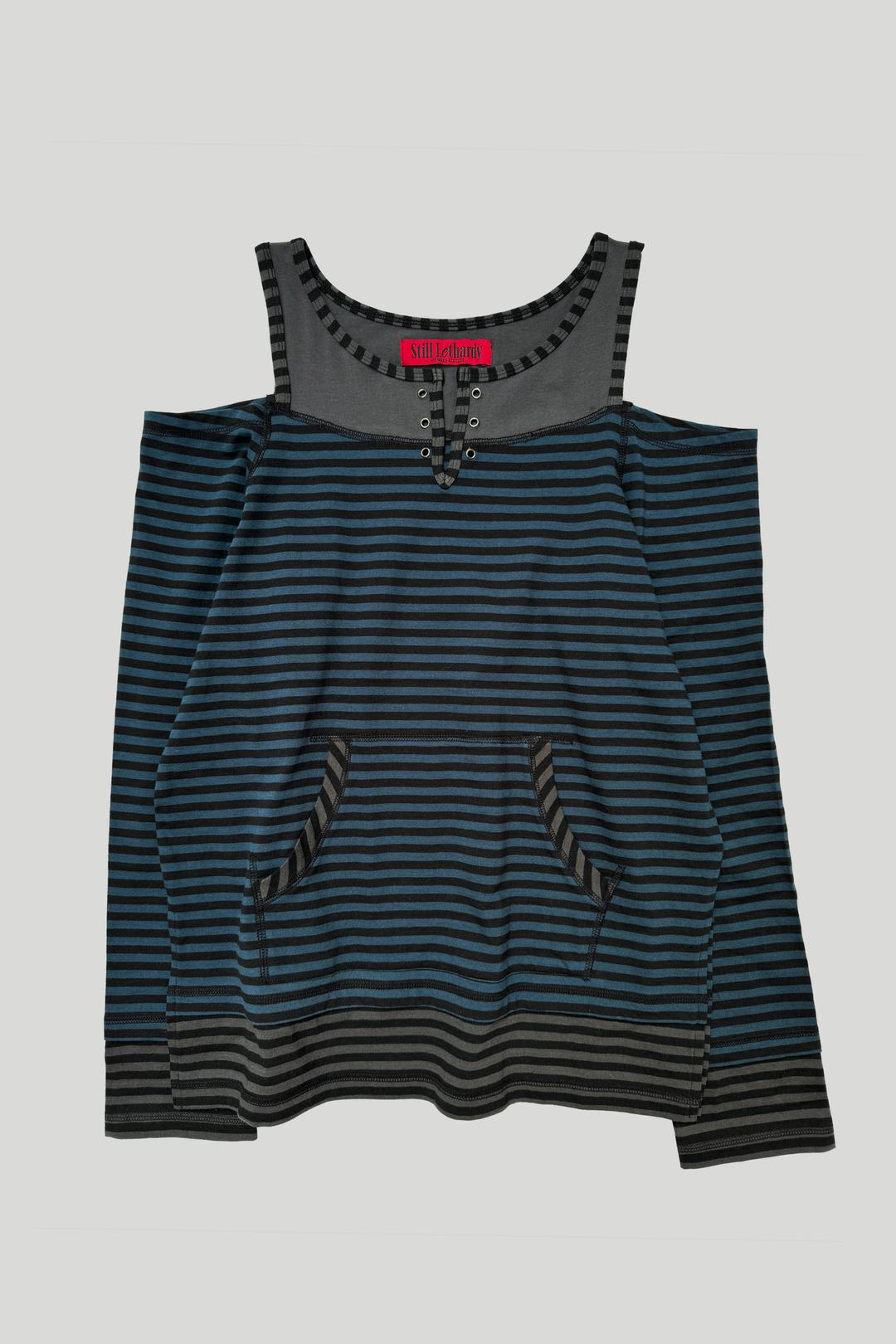 OVERLOCKED OFF-SHOULDER T-SHIRT : ST. BLUE
