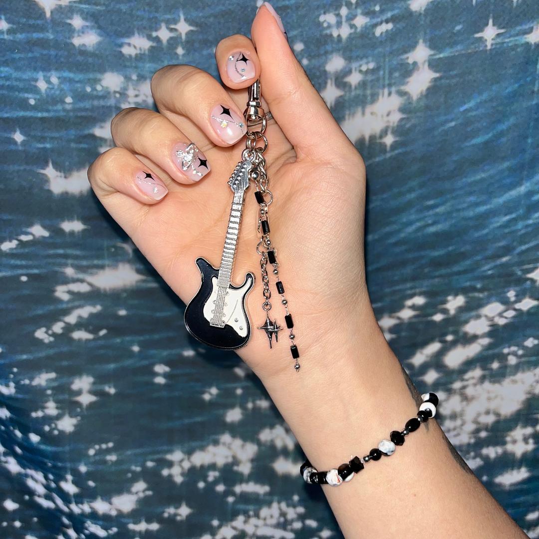 도우 [제작] Black+kitsch Rock star keyring 하이틴 키치 기타키링 베이스키링