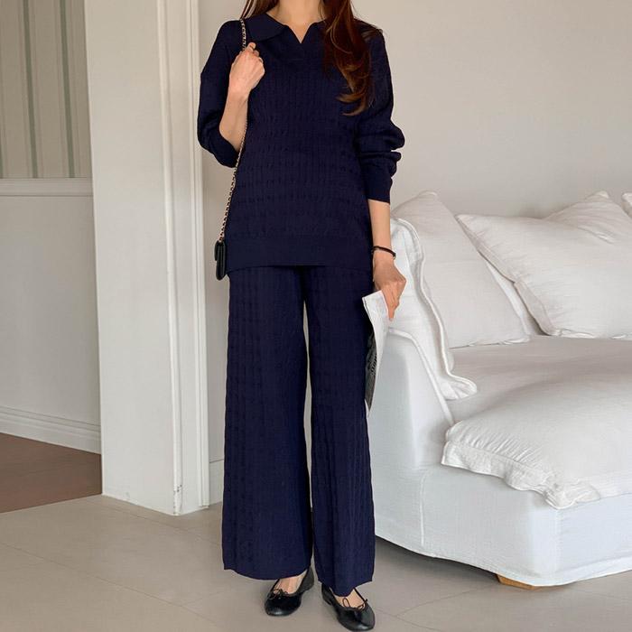 임부복*꽈배기 카라니트 팬츠set