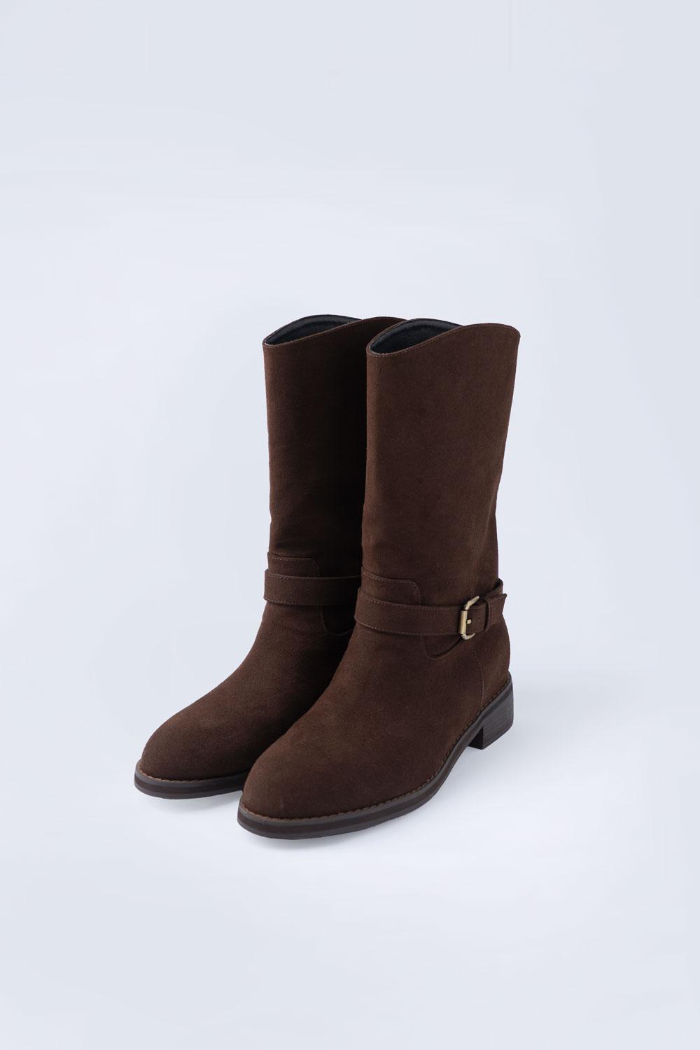 Buckle midi boots_suede brown