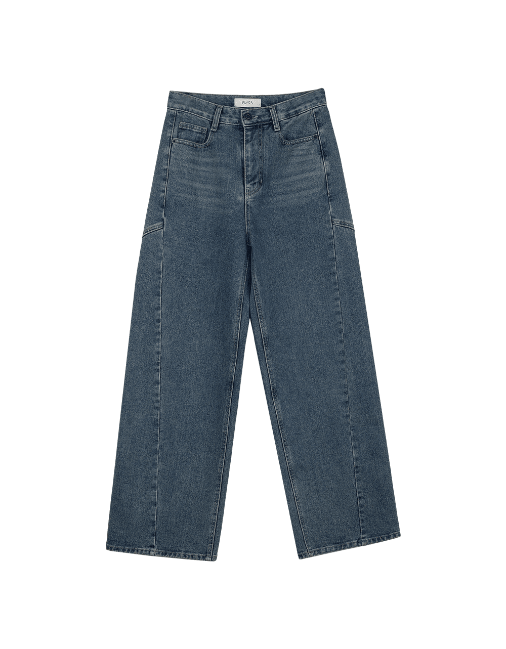 플랏 절개 워시드 데님