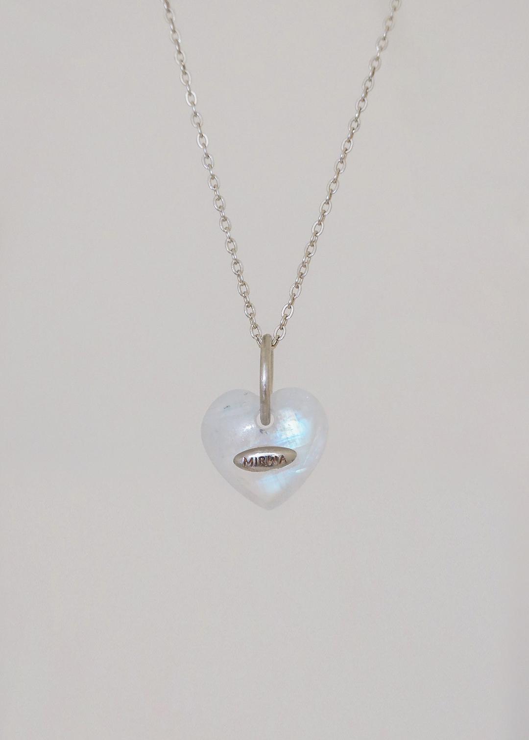 Rainbow moonstone small heart necklace
