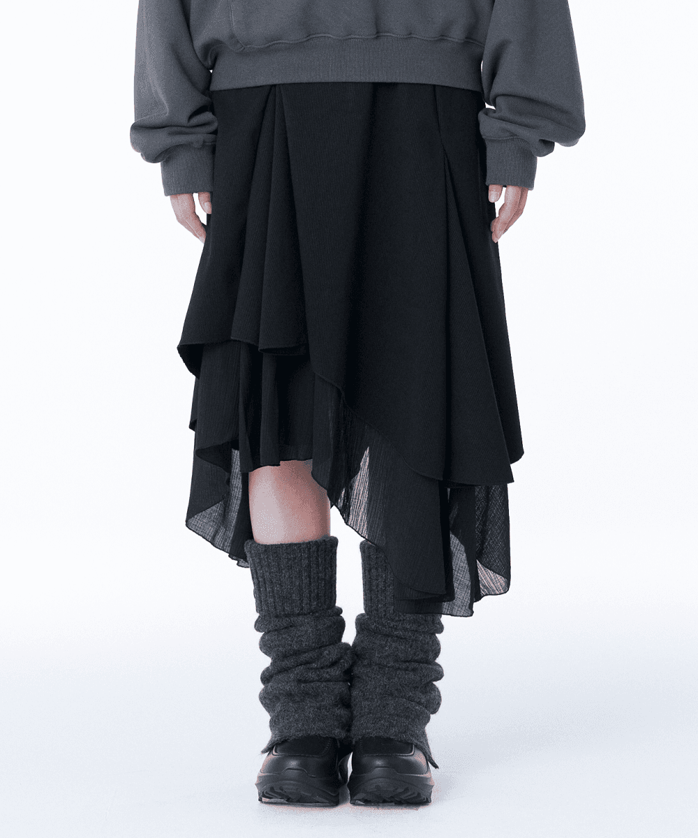 Unbalanced layered skirt BLACK
