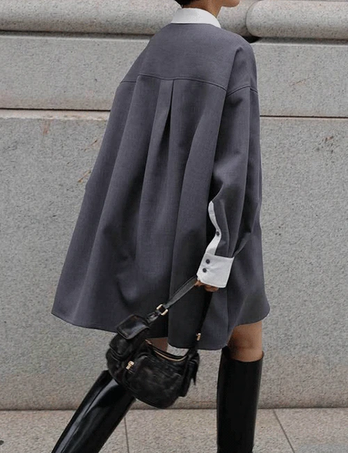 디에 어반시크 배색 하프셔츠원피스