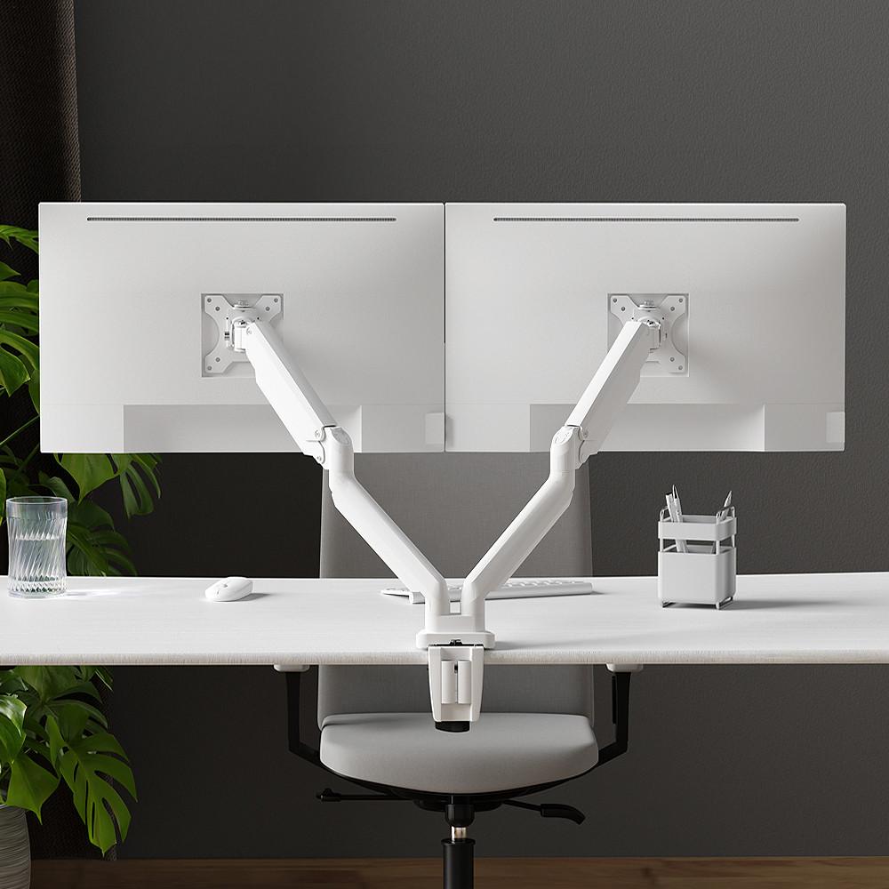 펠로우즈 PT 듀얼 모니터암 거치대 화이트 USB 3.0포트+32인치+고품질 가스스프링