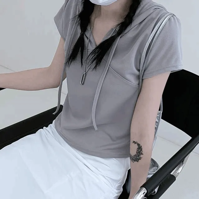 이지지퍼후드반팔티(3color)
