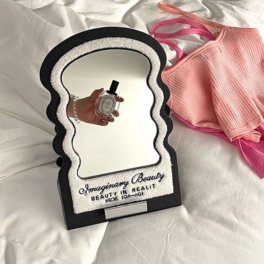 테리 탁상 스탠드 거울 접이식 각도조절 화장거울 웨이브