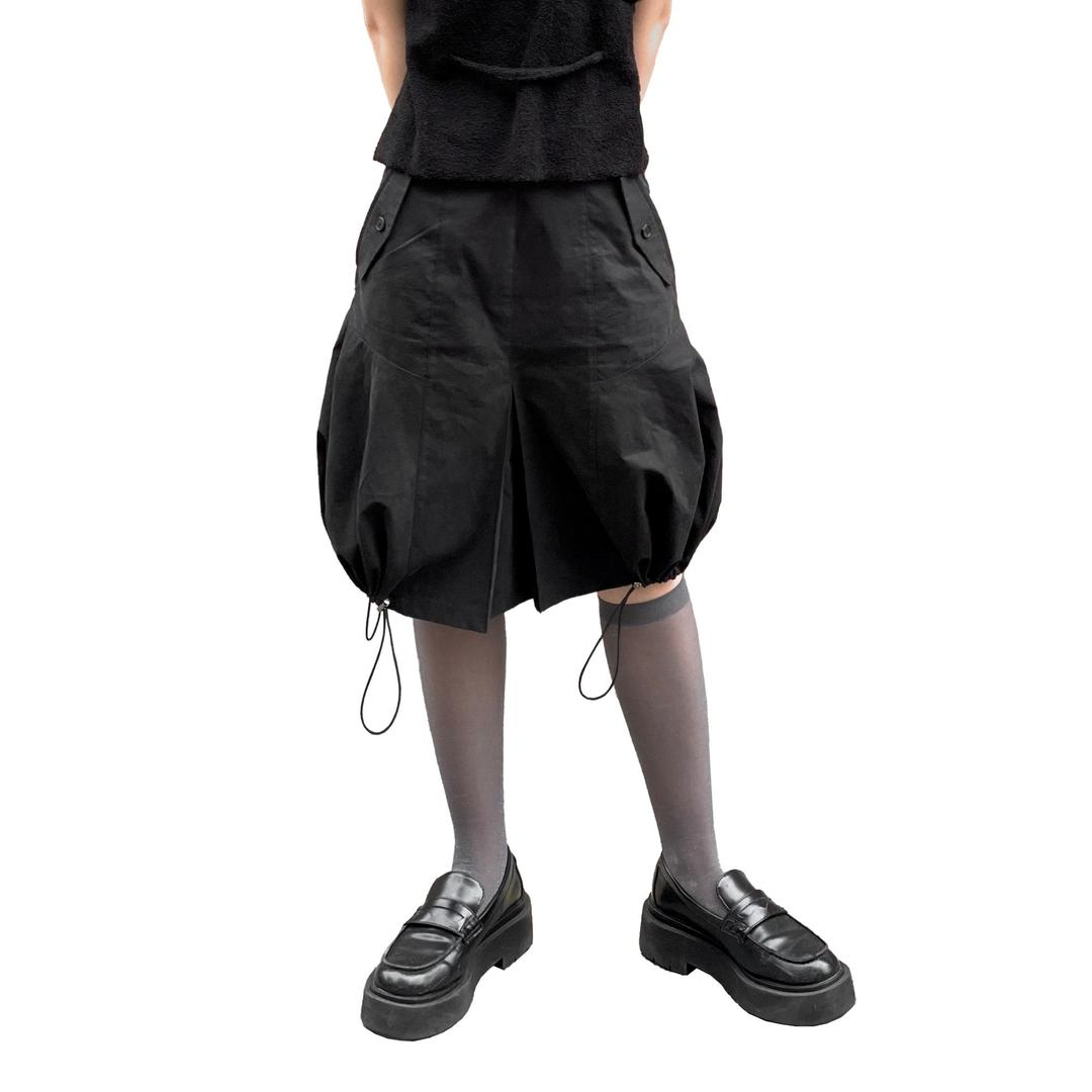 [STILL LETHARDY] PUMPKIN STRING SKIRT: BLACK