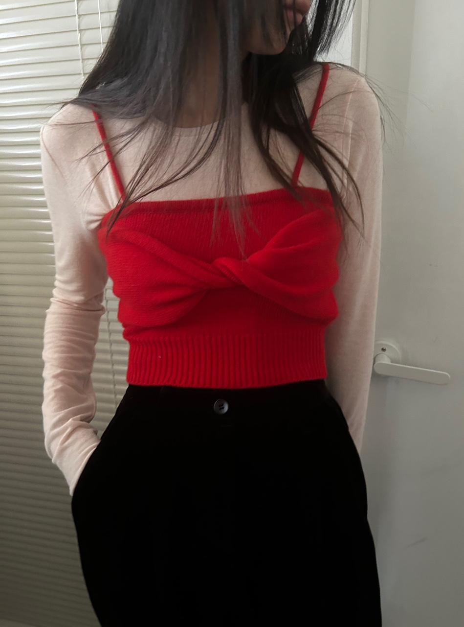 아이당일 / Underrow 언더로우 울 리본 뷔스티에 레이어드 조끼 베스트 연말룩 5color