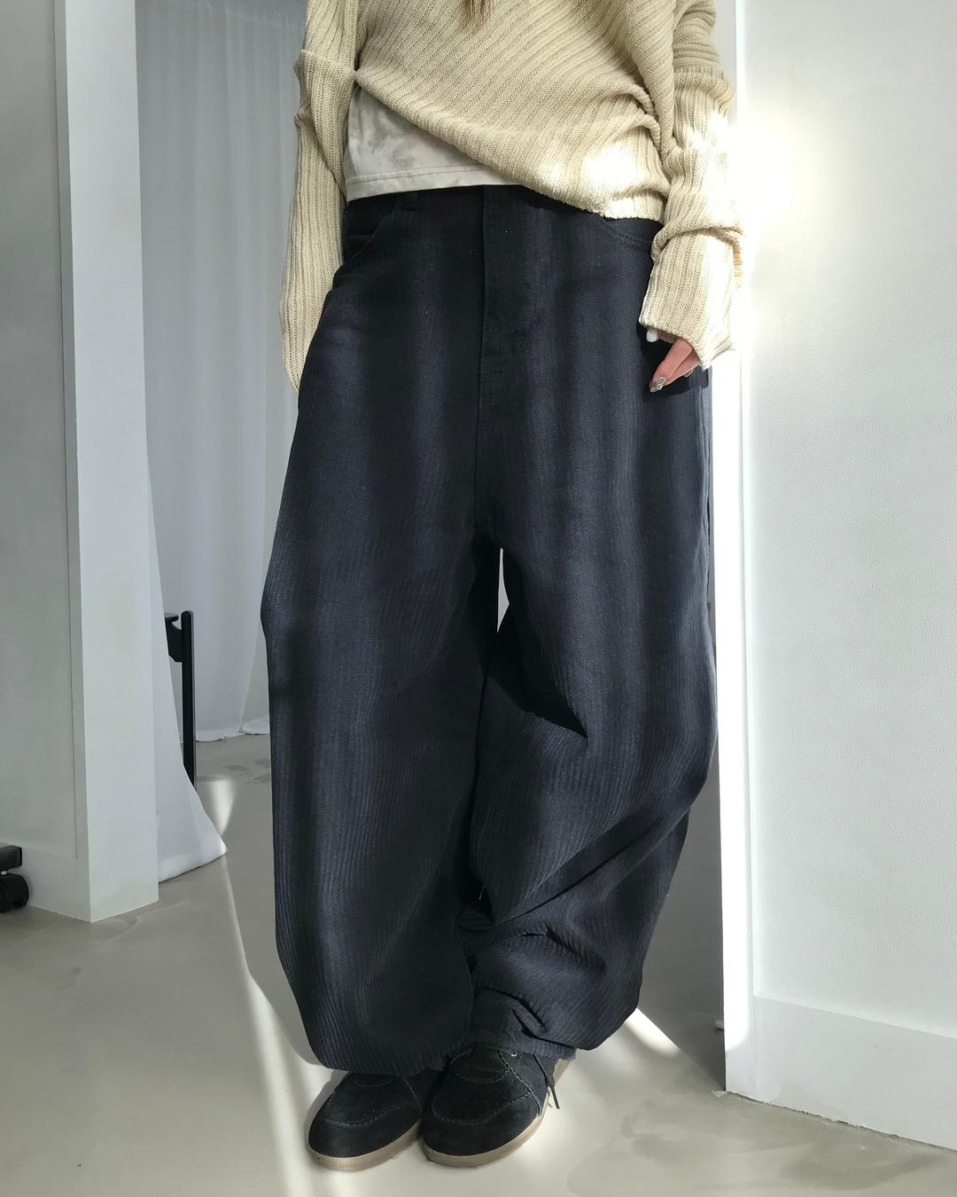 stripe volume wide denim