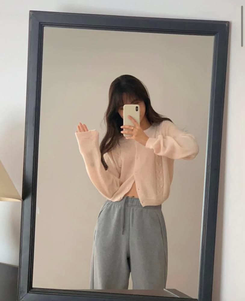 (아이 회 당일)리터 liter 로미 알파카 가디건 레이어드 꽈배기가디건 핑크가디건