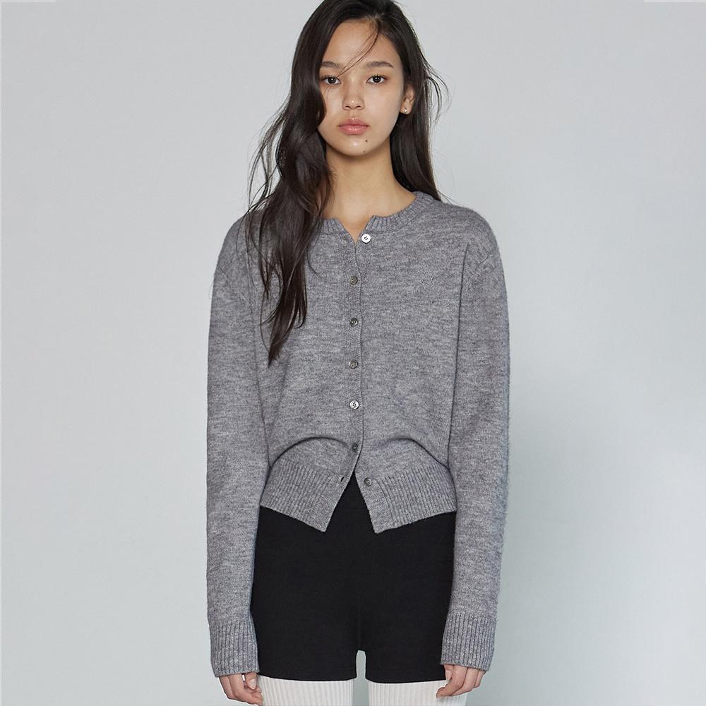 BASIC WOOL KNIT CARDIGAN MELANGE GREY