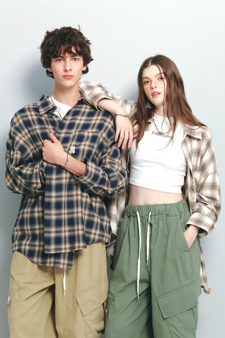 FW PRS 네이비 멈머이 오버핏 체크셔츠