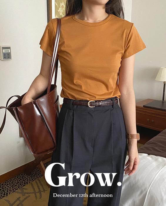 [그로우 자체제작] 𝐑𝐨𝐬𝐞́ 티셔츠 Camel orange