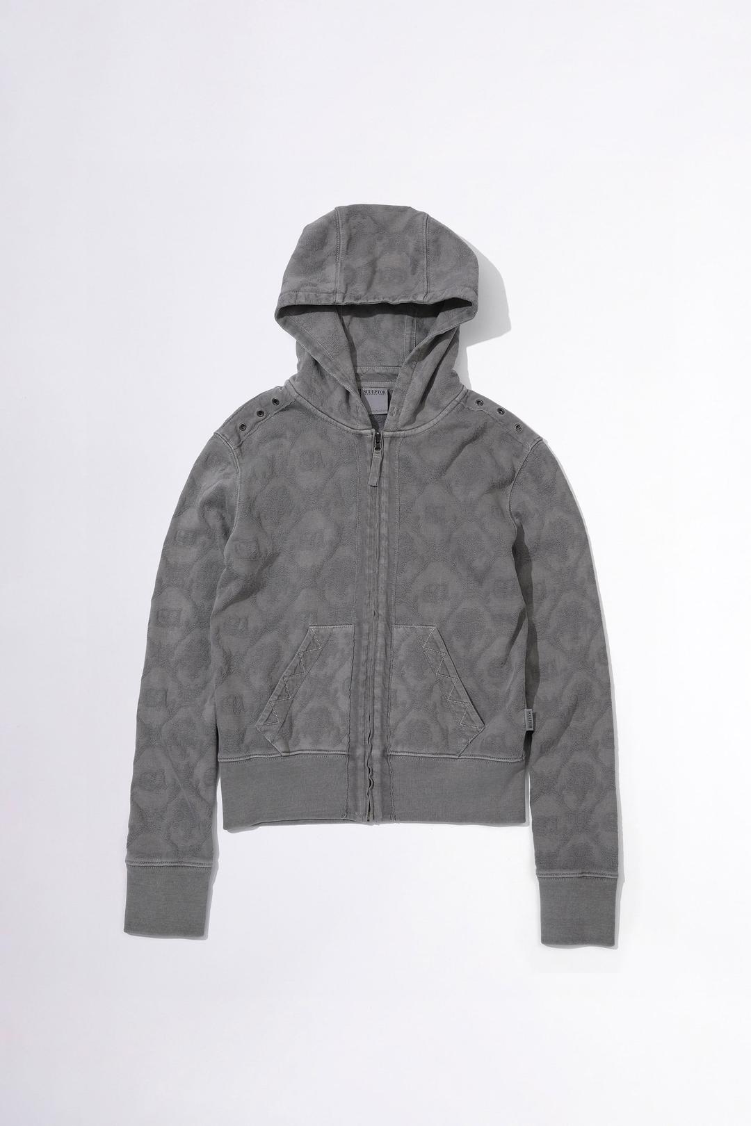 Jacquard Hoodie Zip-Up Charcoal