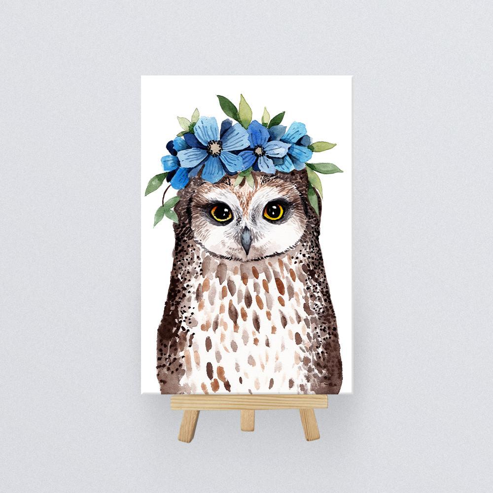 아이러브페인팅 DIY미니이젤형 보석십자수 10x15cm 화관 쓴 부엉이