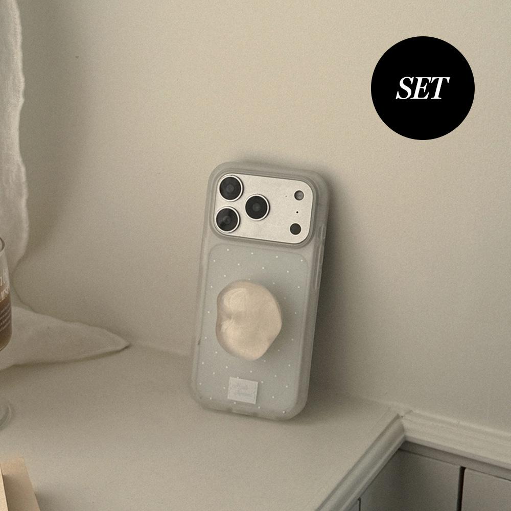 [SET] mini dot glow 반투명 케이스+조약돌톡
